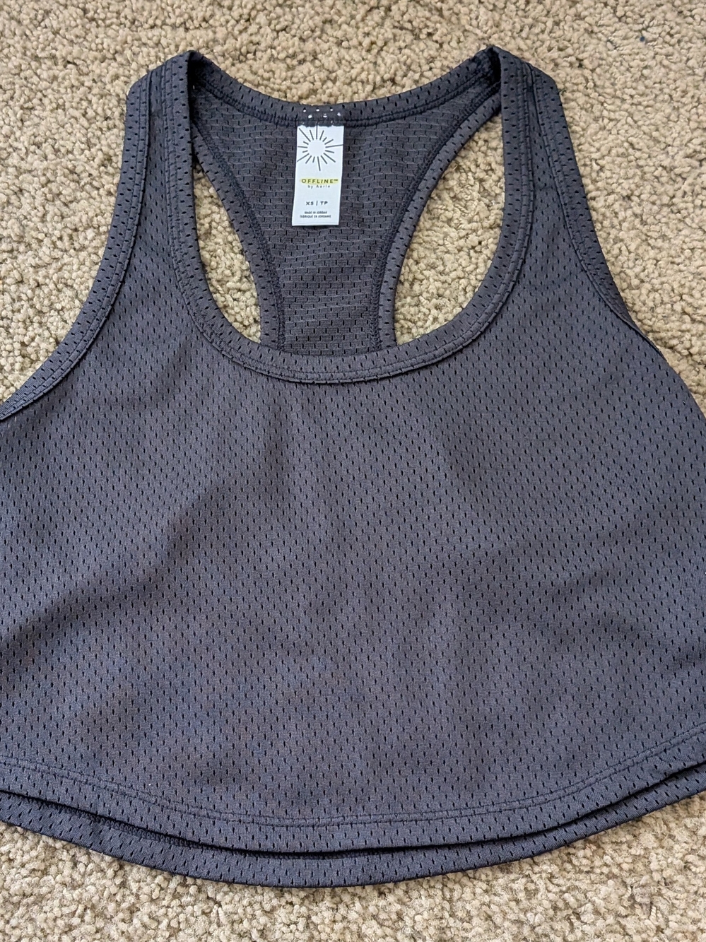 aerie Charcoal Gray Mesh Racerback Sports Tank